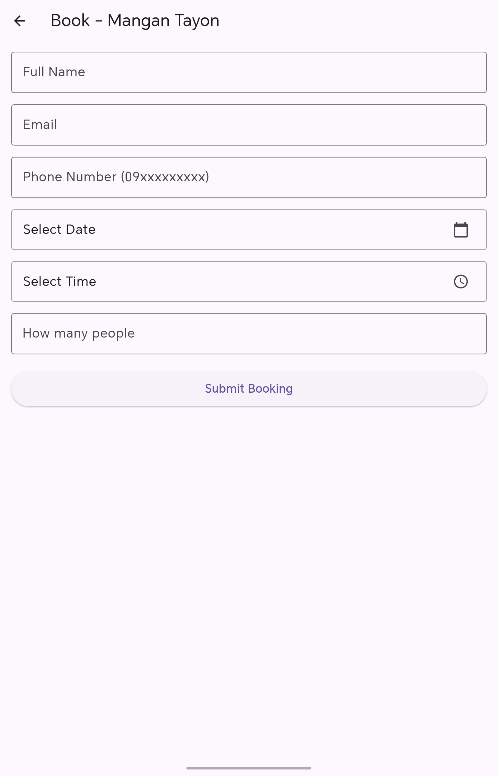 Booking Screen